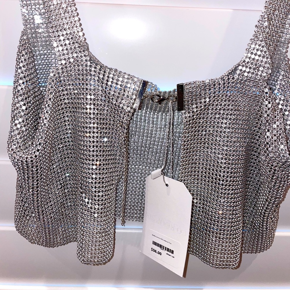 RHINESTONE SILVER CHAIN MAIL TOP
